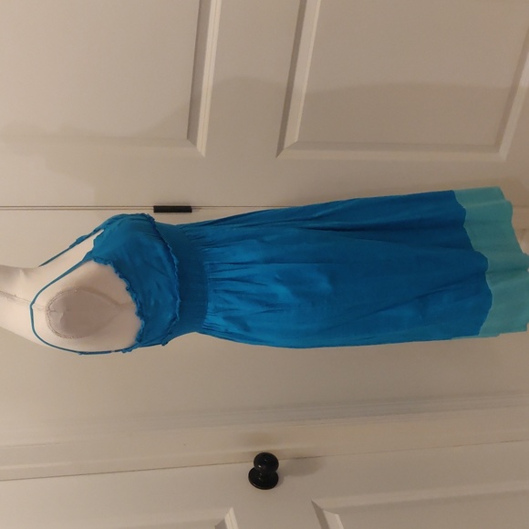 Banana Republic spaghetti stripes blue dress sz 0 - Picture 5 of 10